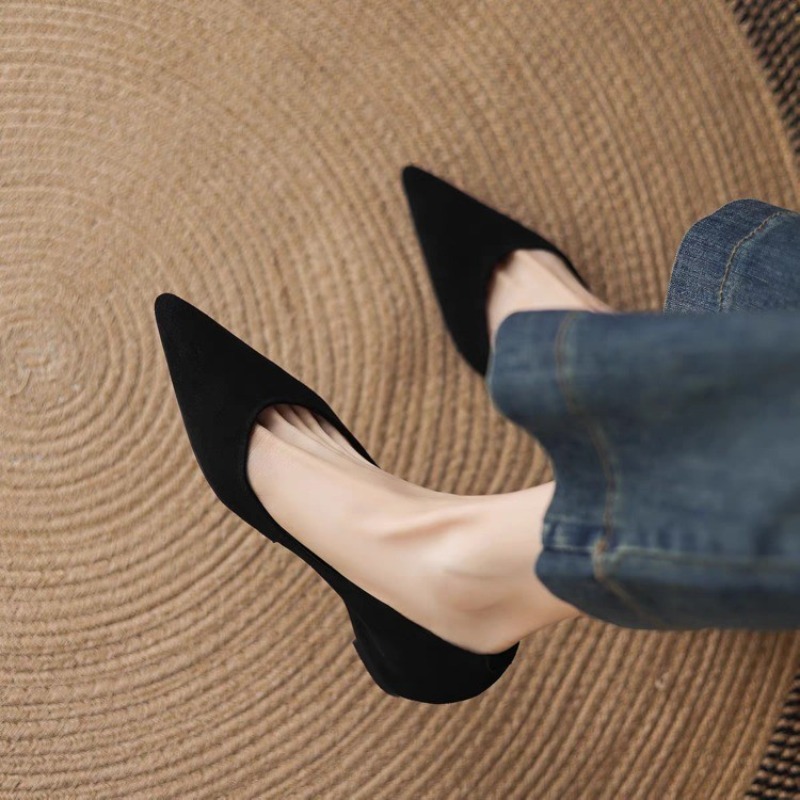 Womens Heels - Letnie, modne, codzienne, zamszowe, wsuwane, płaskie,