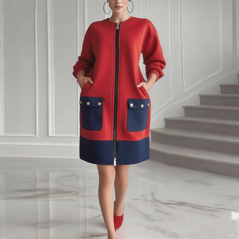Women'S Red Formal Wear - Modigirl Sukienki z długim rękawem w