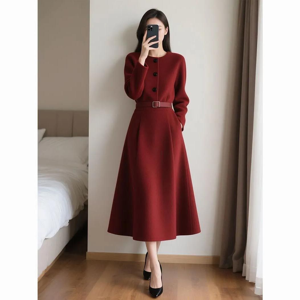 Women'S Red Formal Wear - Czerwona, elegancka sukienka w stylu retro,