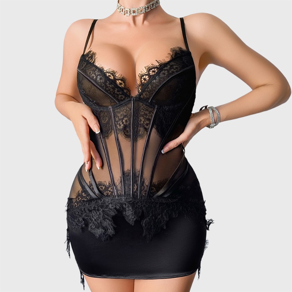 Lace Dress - Zestaw bielizny Ellolace Willowy, kusząca mini
