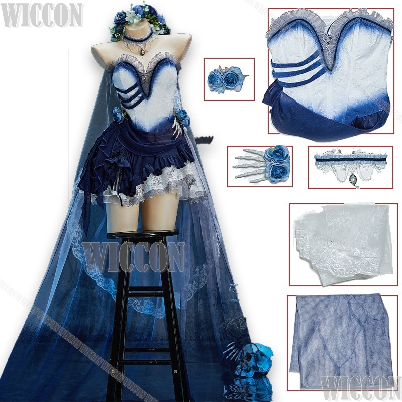 Formal Skirt - Sukienka Cosplay Ślubnik Halloween Niebieski Ombre