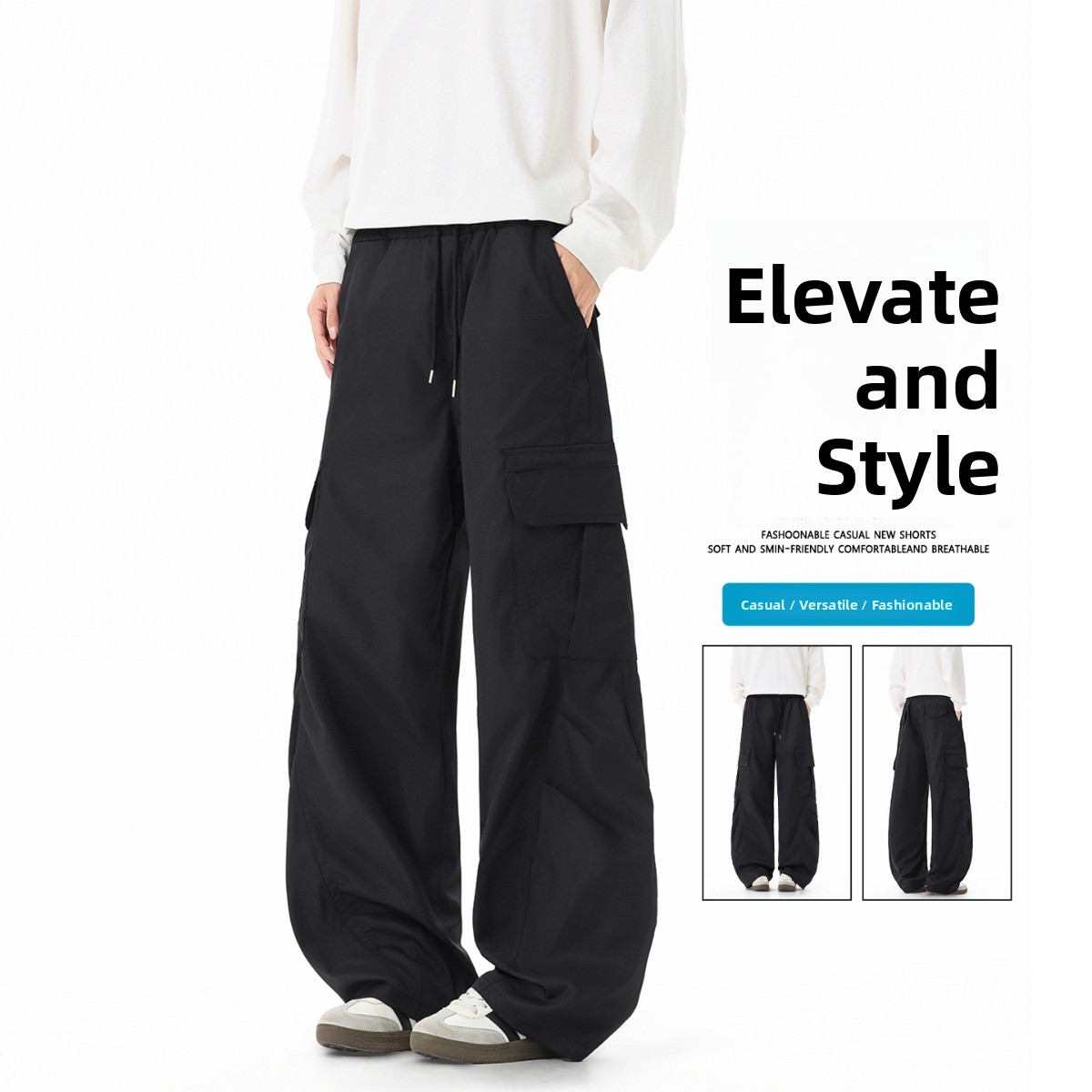 Tailored Trouser Wide - Modne, trójwymiarowe, dopasowane spodnie dresowe męskie,