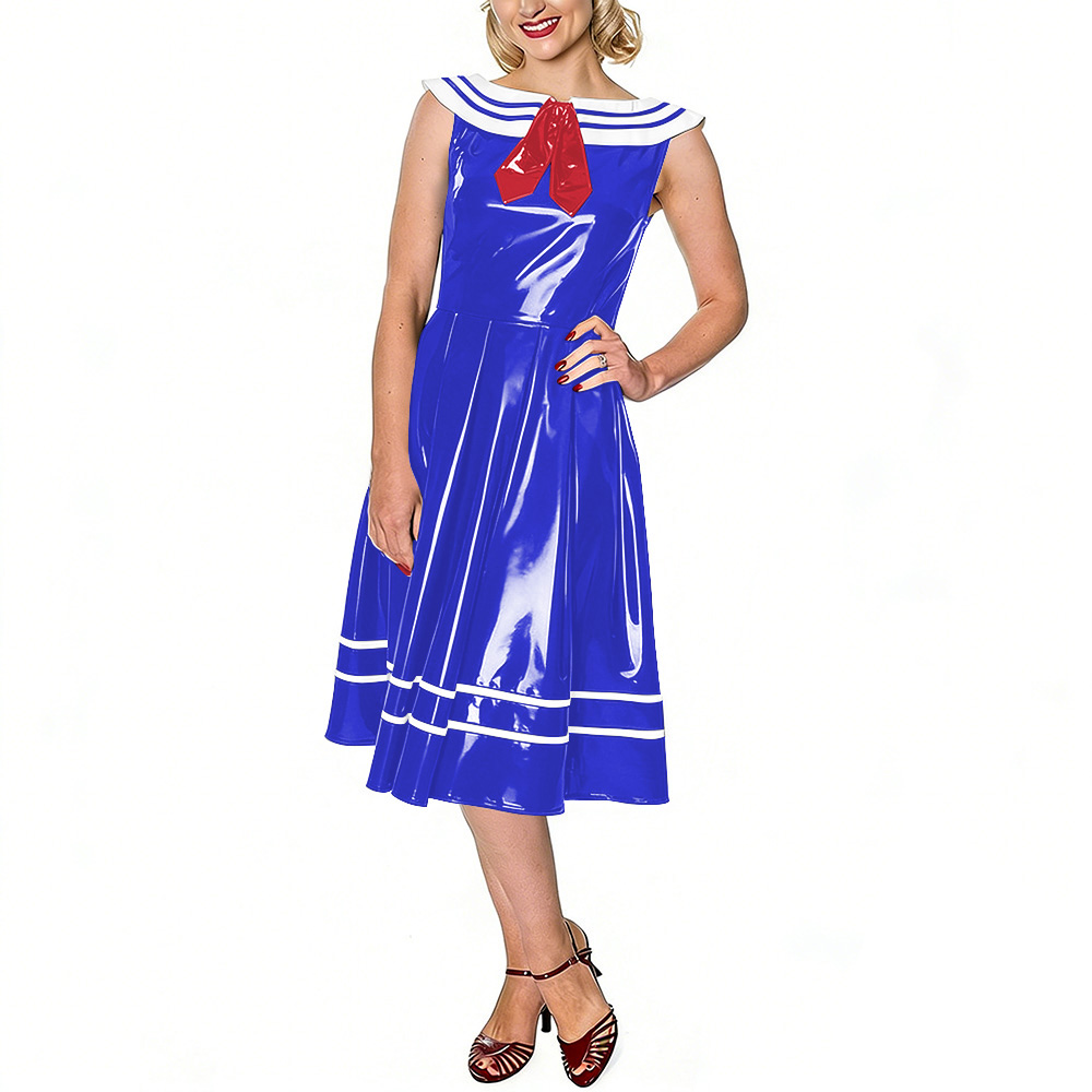 Midi Dress - Sukienka w stylu marynarskim vintage dla