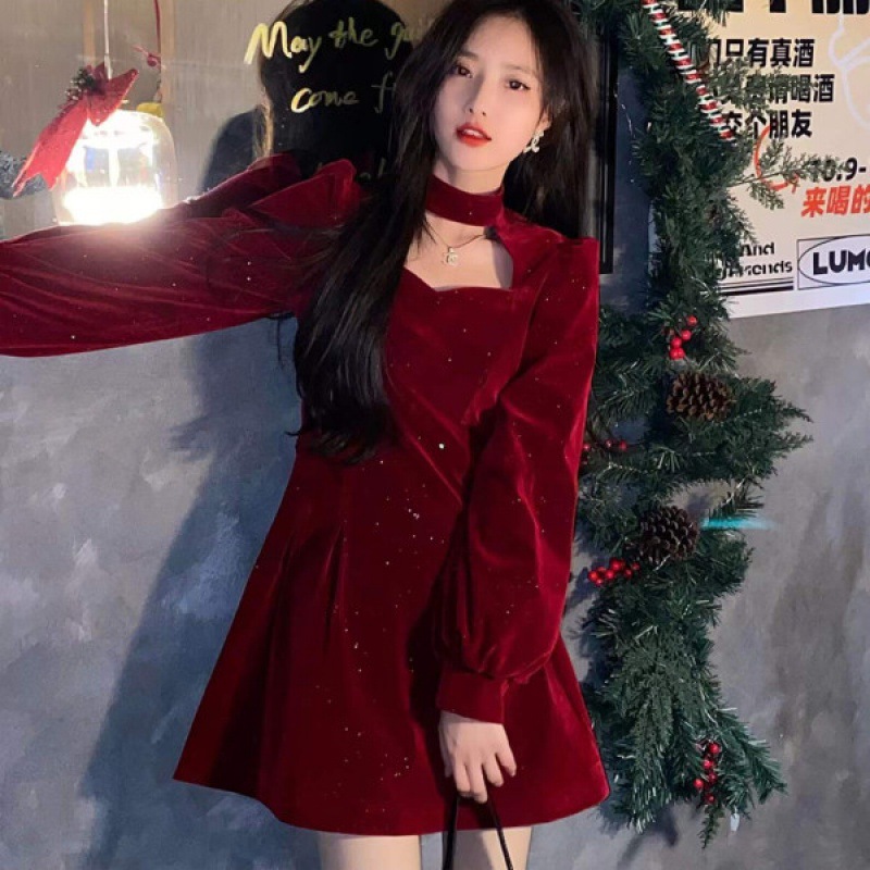 Fine Sparkling Velvet Dress Wo – Women'S Red Formal Wear recenzja i cena
